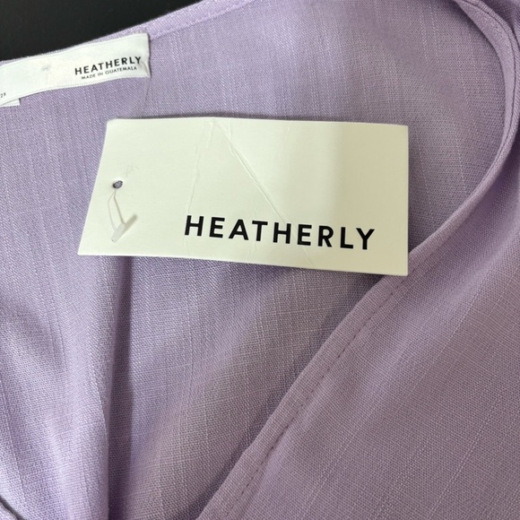 Heatherly Women’s 2X Purple Button-Down Top Tie Back Short Flutter Sleeves Mauve - Picture 3 of 11